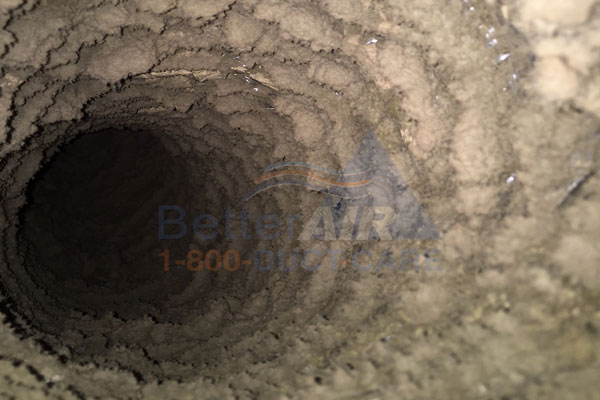 Better Air - BEFORE: A dust-filled flex dryer vent duct